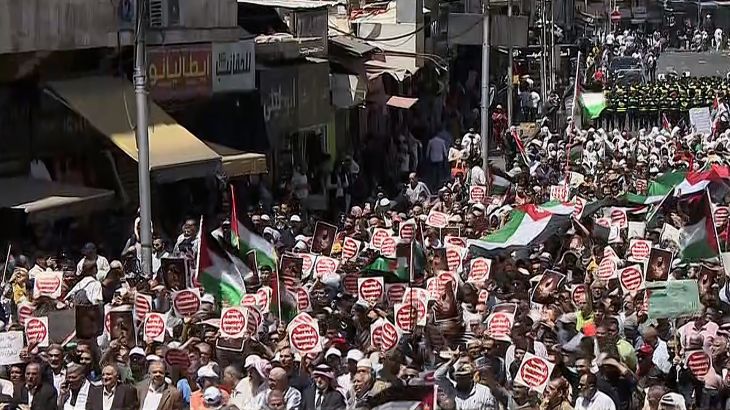 مظاهرة في عمان للتضامن مع الشعب الفلسطيني تحت شعار "أوقفوا العدوان"